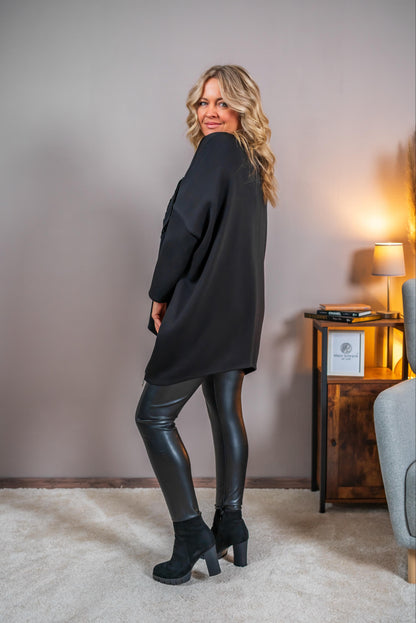 Sweatshirt mit Pailletten-Herz, schwarz