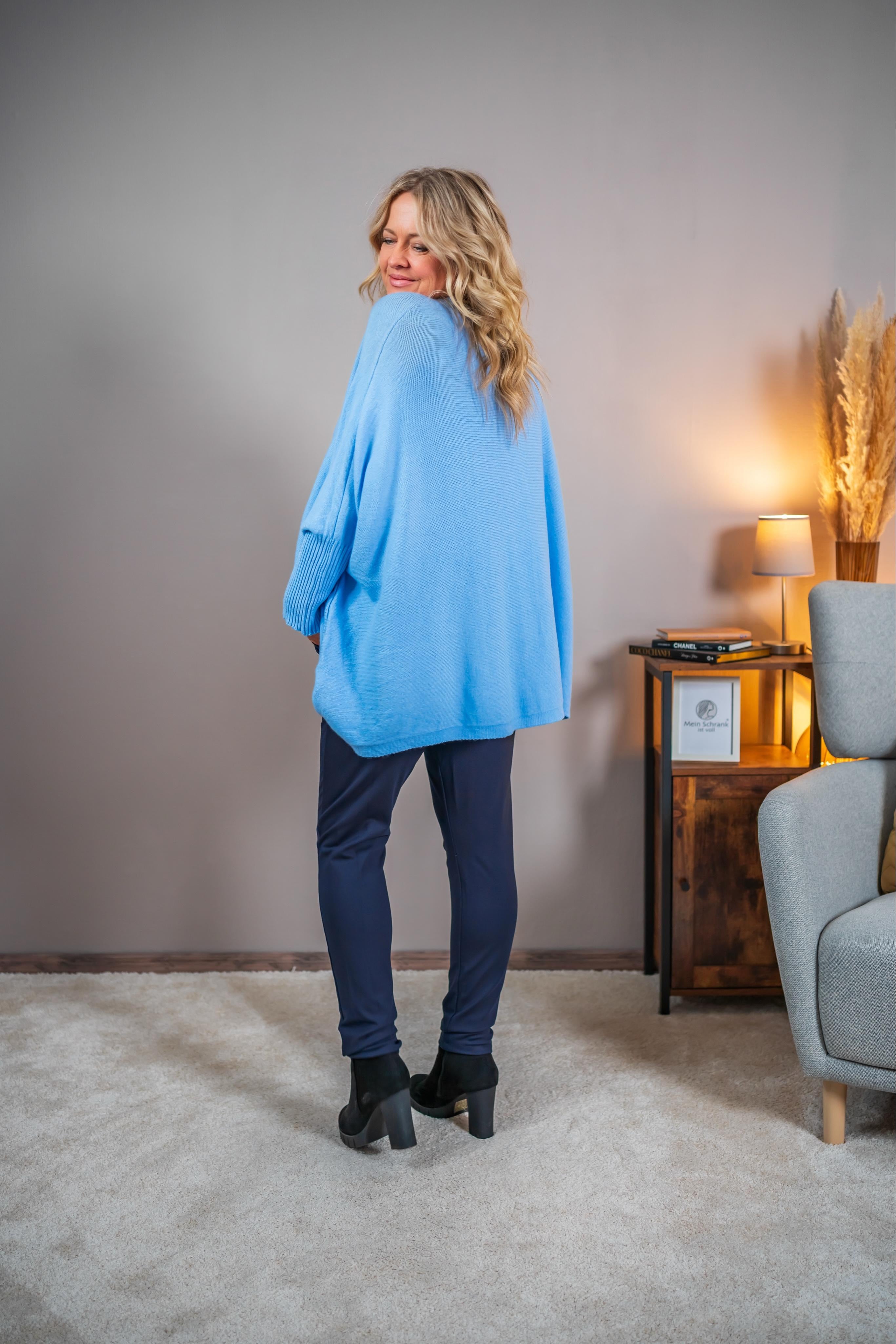 Oversize Strickjacke, hellblau