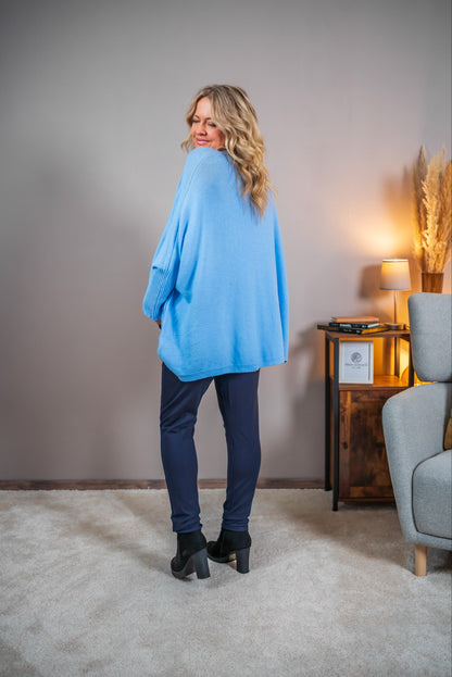Oversize Strickjacke, hellblau