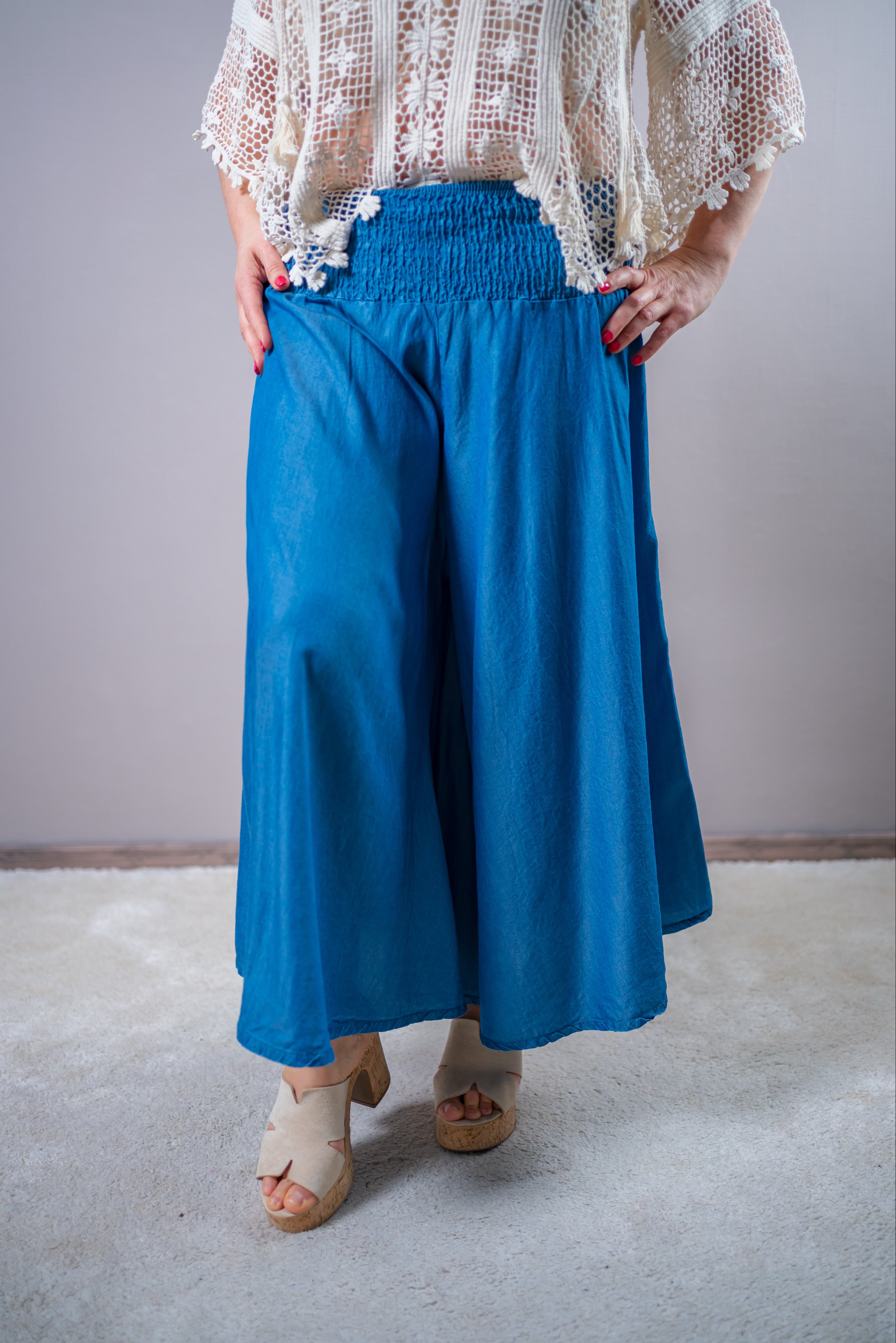 Lockere Sommerhose in Denim-Optik, blau