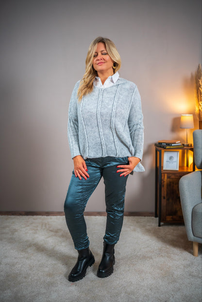 Strickpullover in Grau-Melange