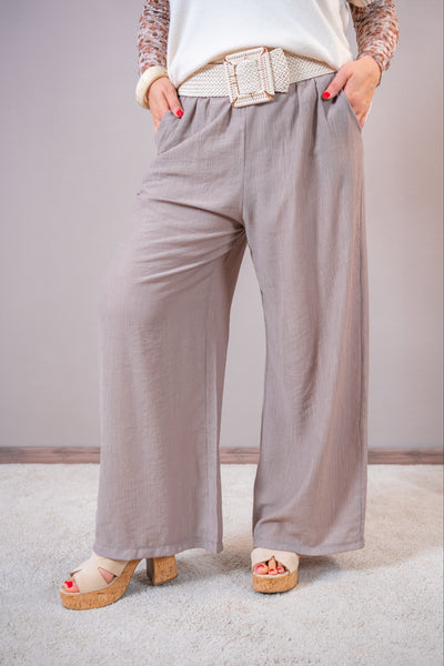 Palazzo-Hose mit Gürtel, taupe