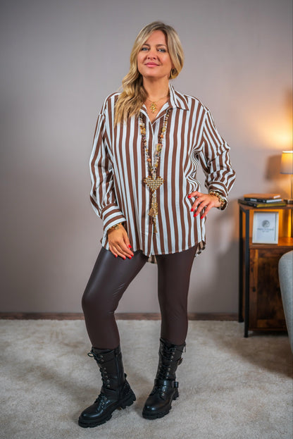 Längere Bluse im Streifen-Look