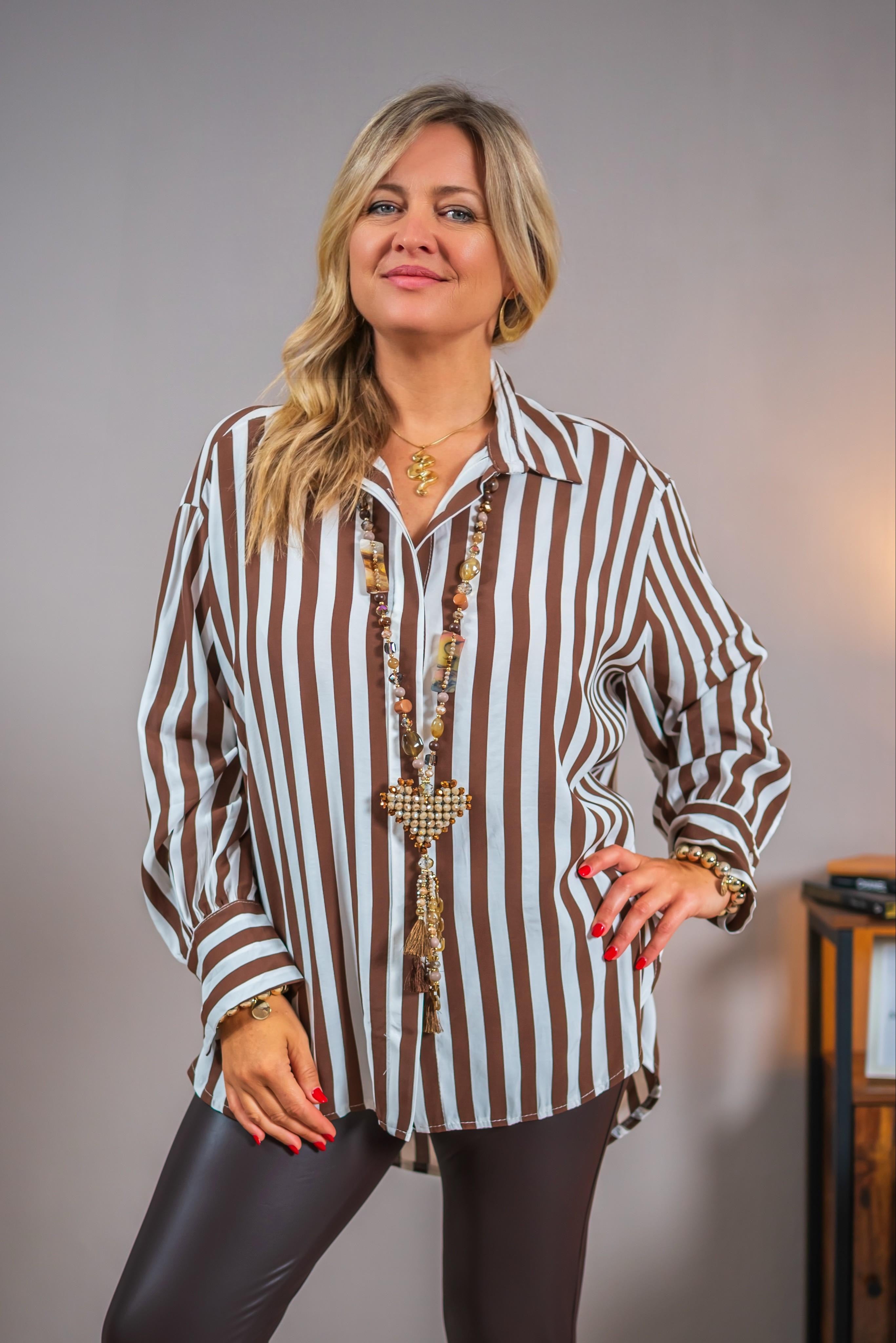 Längere Bluse im Streifen-Look