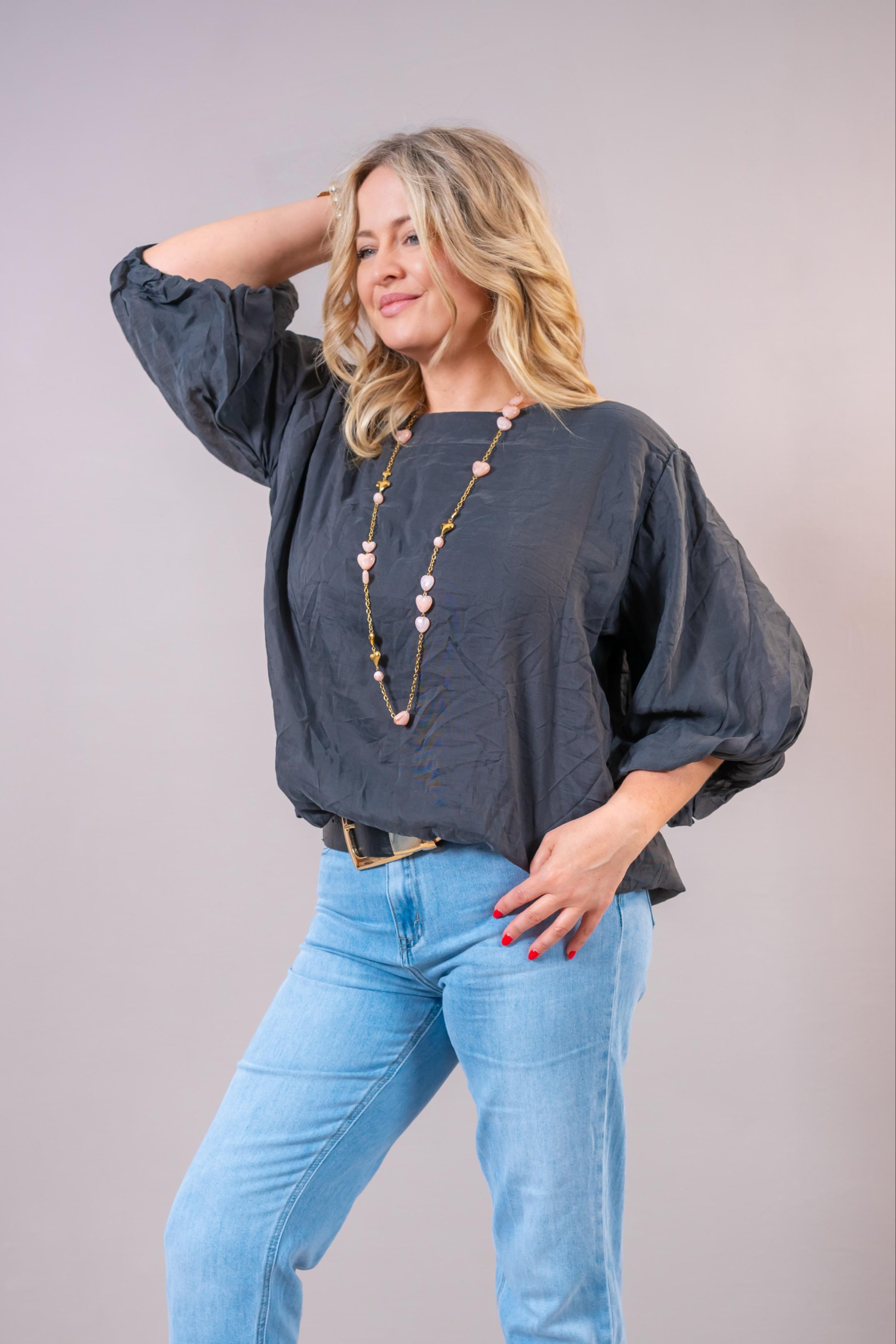 Blusenshirt "Soft Elegance", anthrazit