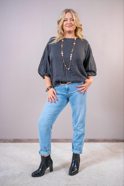 Blusenshirt "Soft Elegance", anthrazit