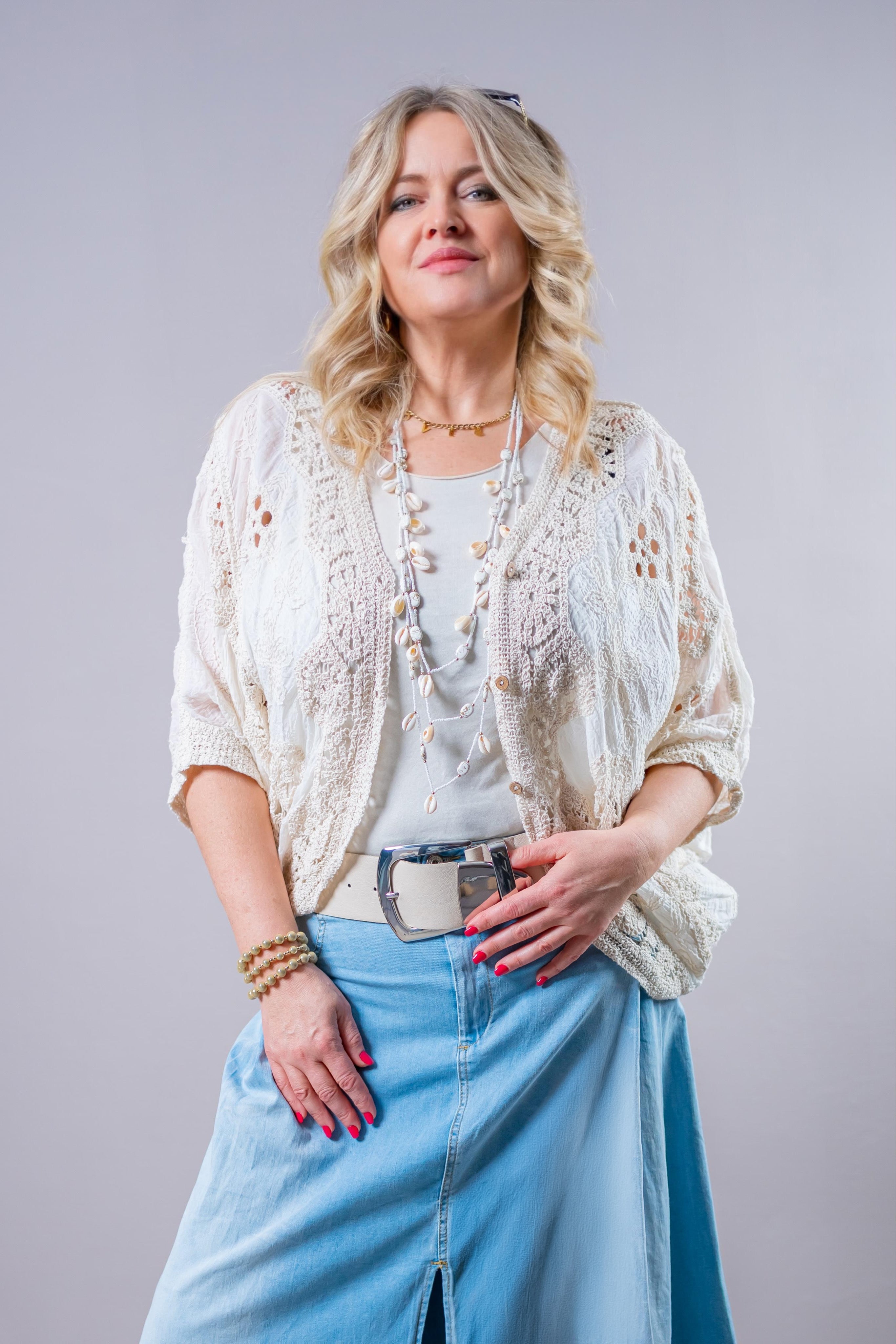 Häkeljacke im Boho-Style, creme