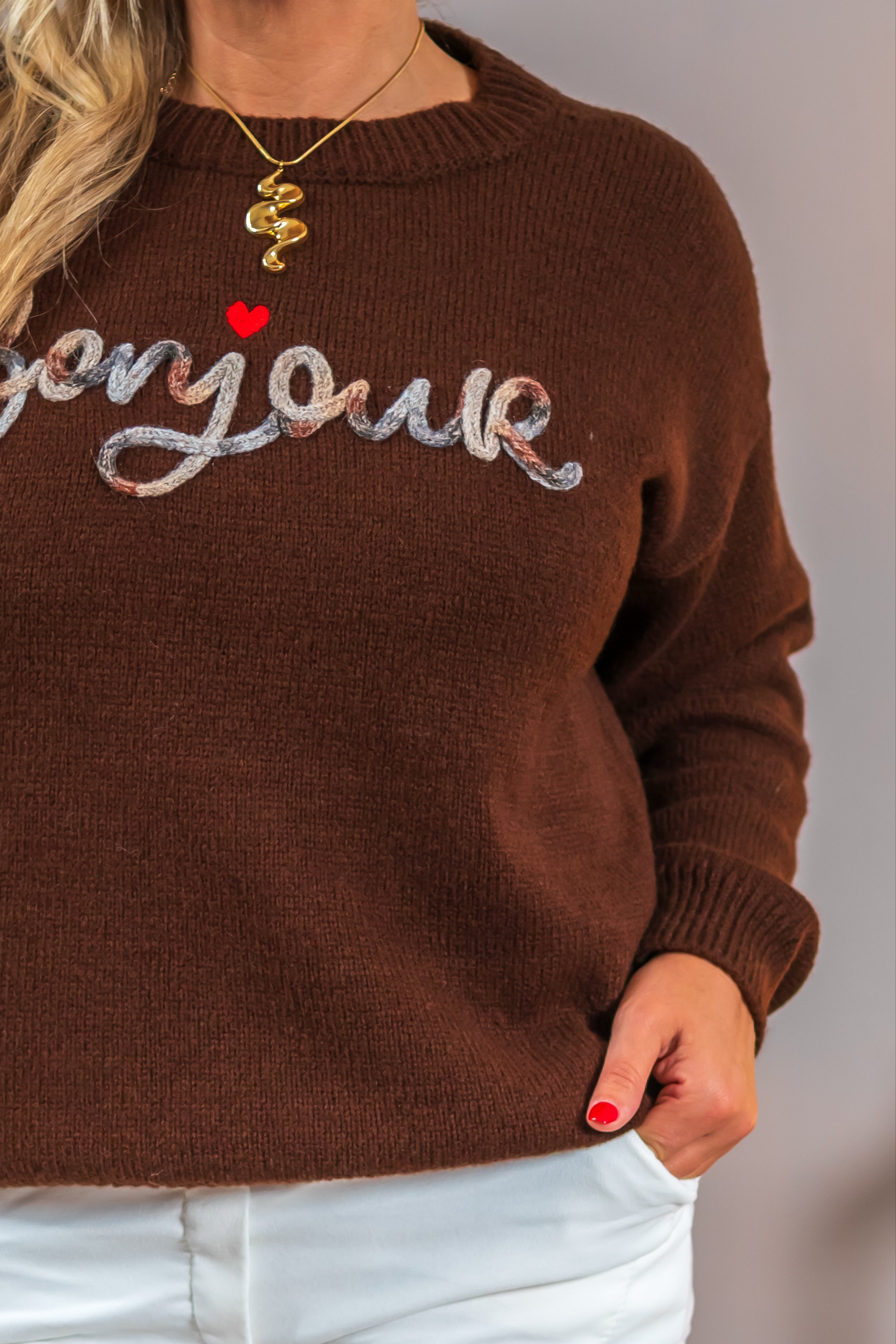 Strickpullover in Dunkelbraun