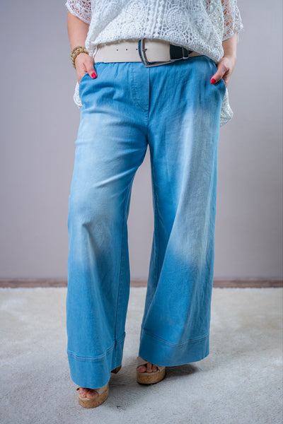 Washed Jeans im Jogpant-Stil, hellblau