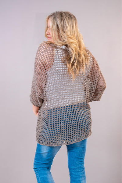 Netzshirt in Taupe
