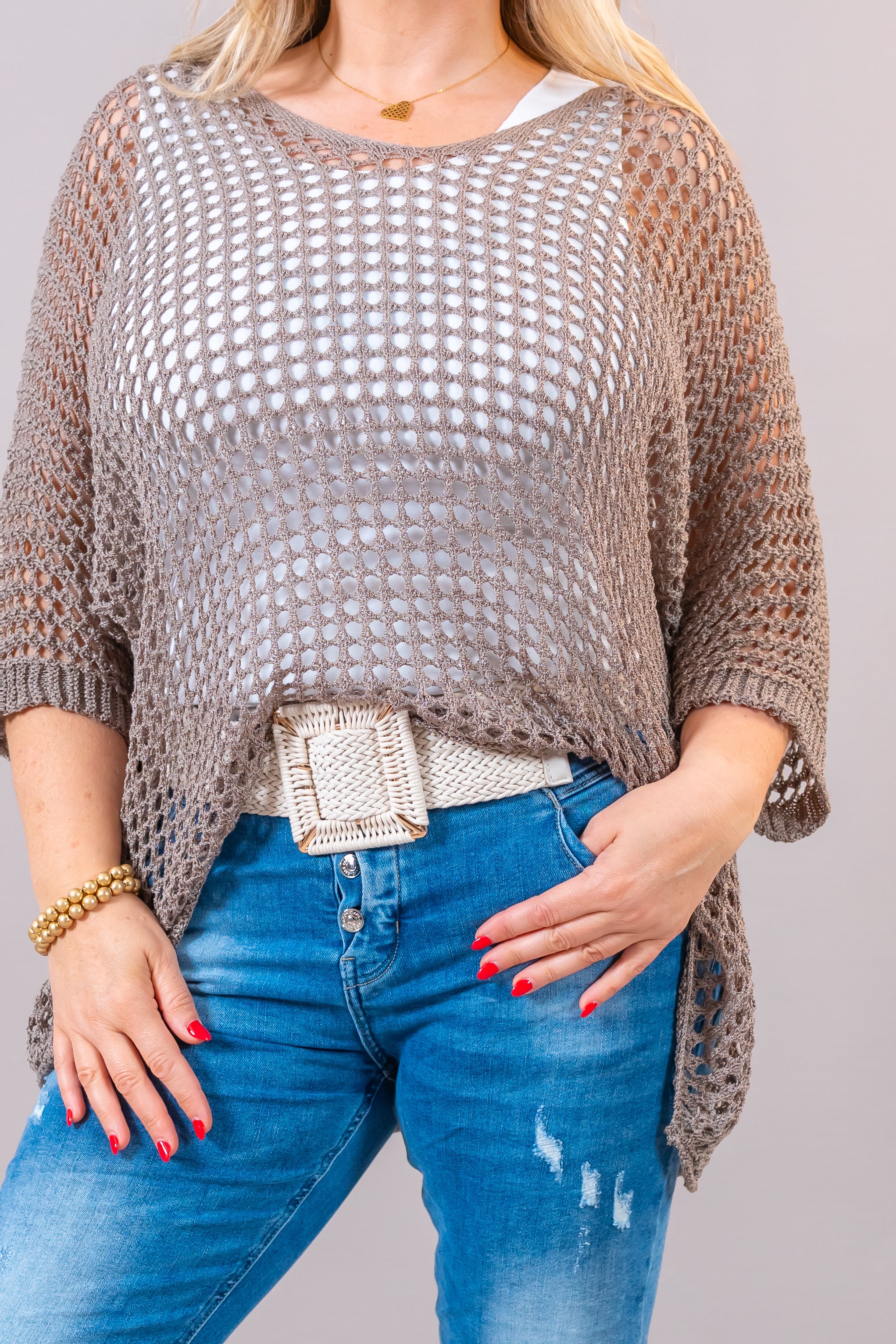 Netzshirt in Taupe