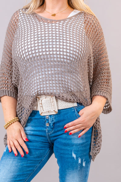 Netzshirt in Taupe