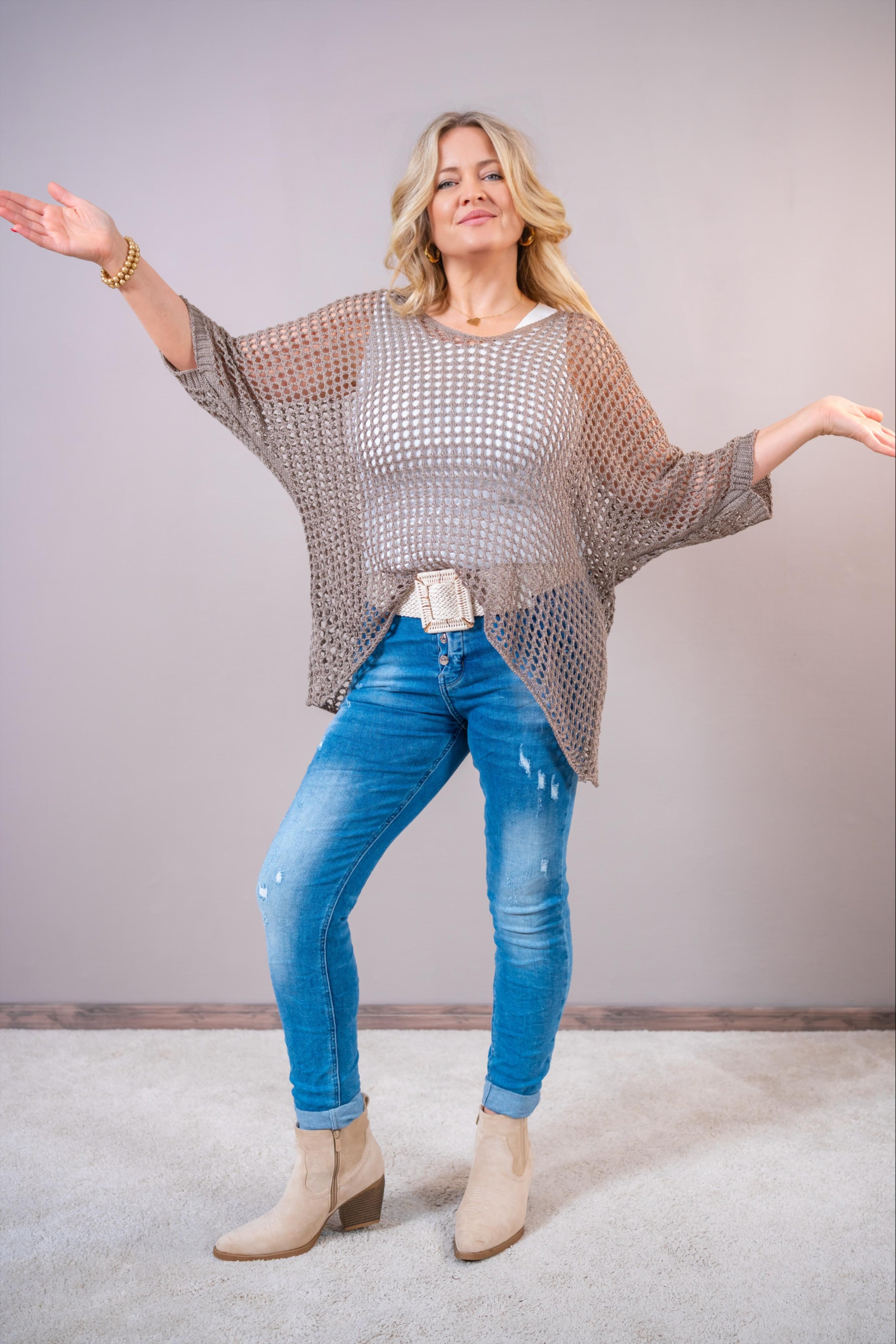 Netzshirt in Taupe