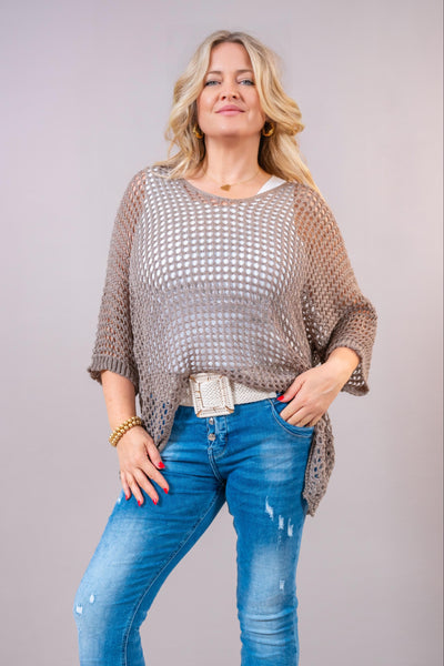 Netzshirt in Taupe
