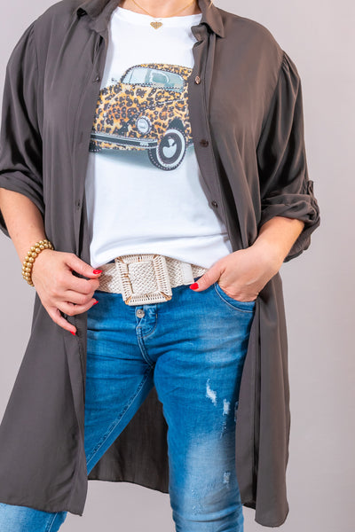 Longbluse in Schokobraun