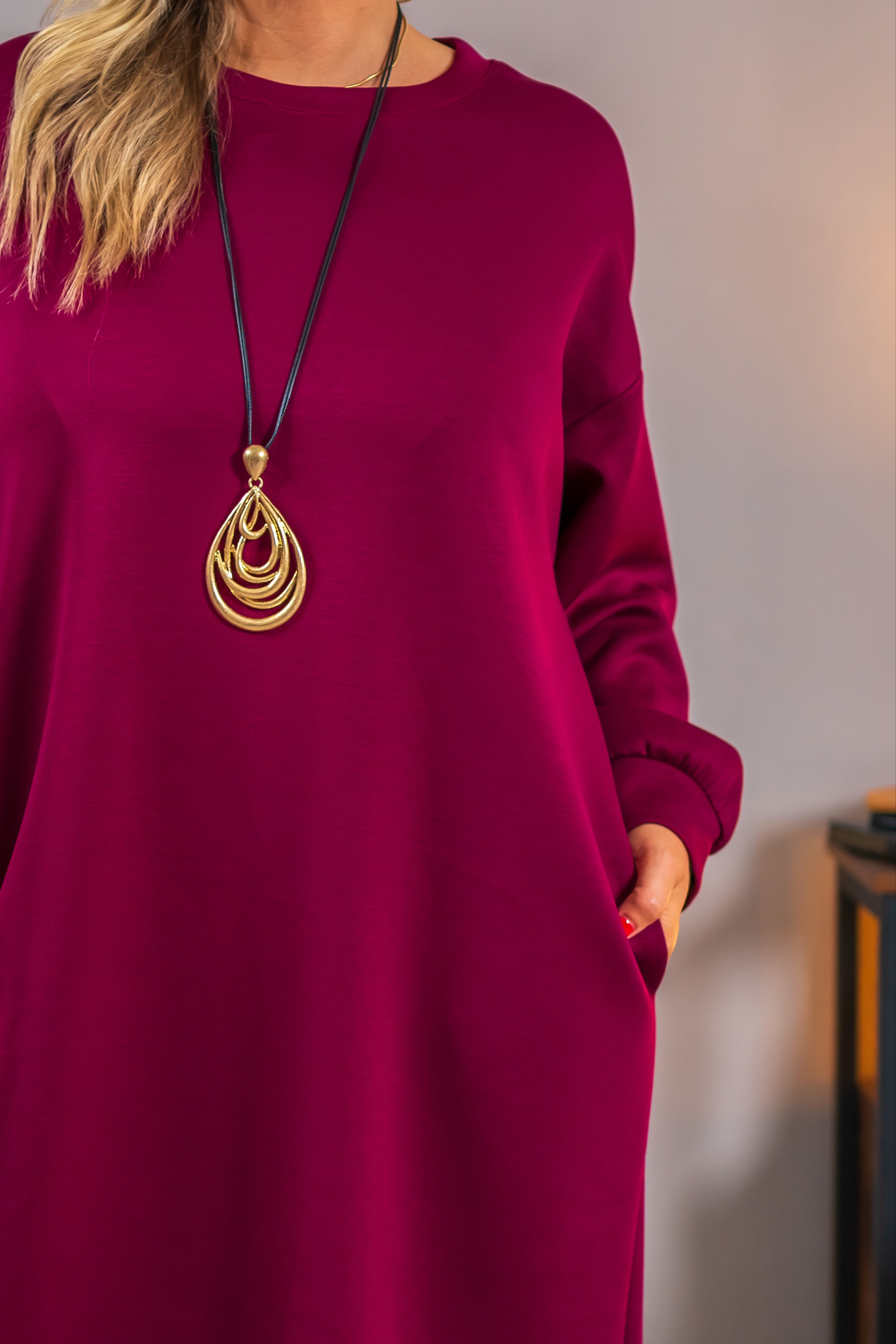 Shirtkleid aus Viskose-Mix, bordeaux
