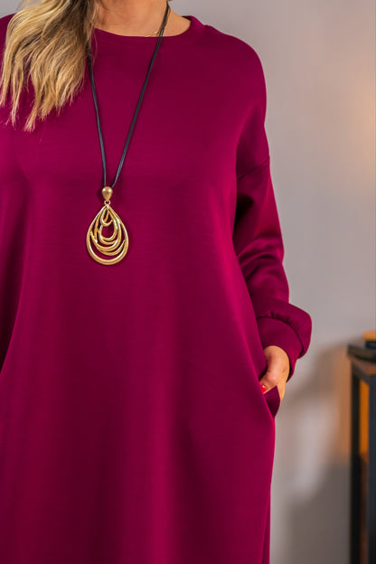 Shirtkleid aus Viskose-Mix, bordeaux