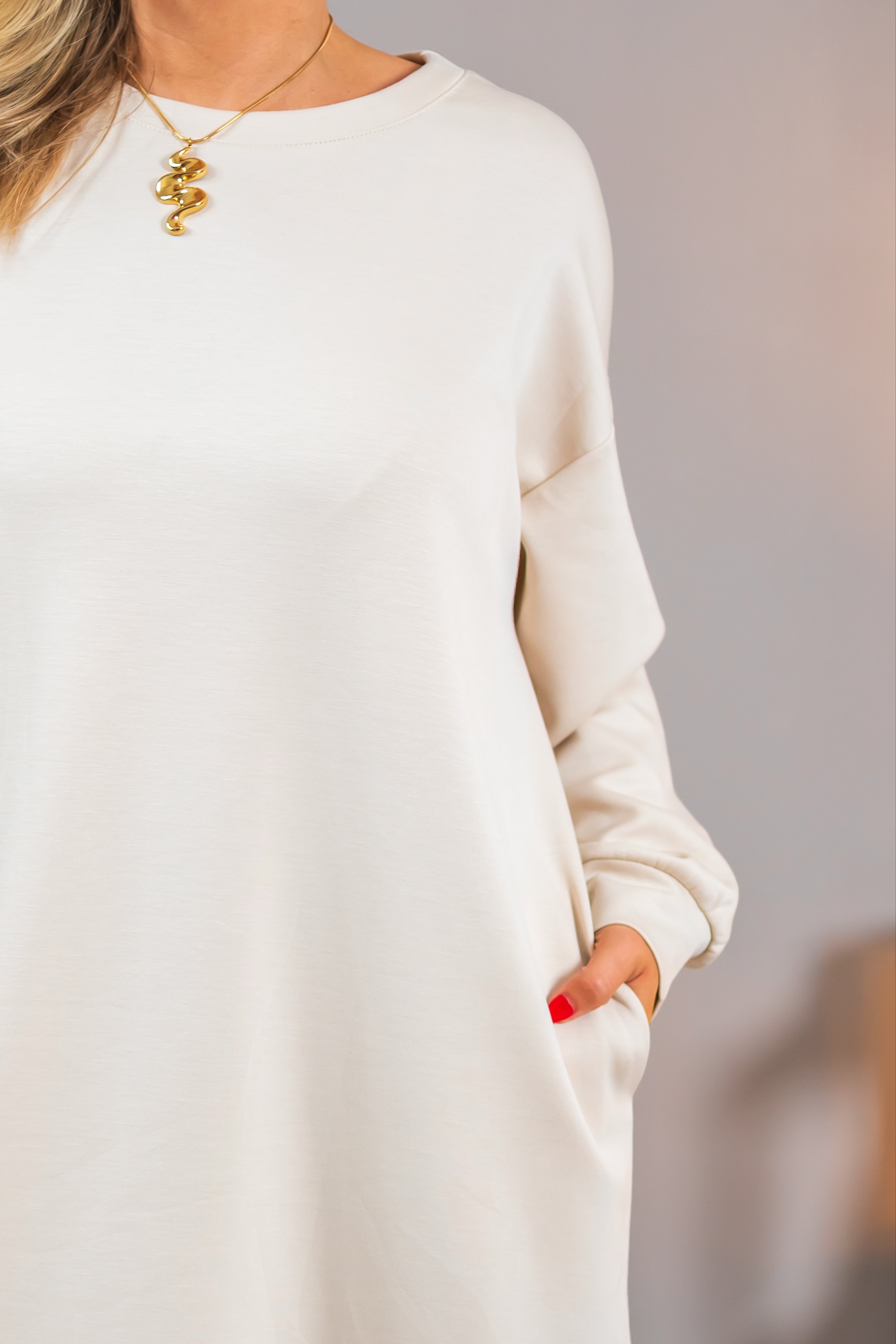 Shirtkleid aus Viskose-Mix, creme-beige