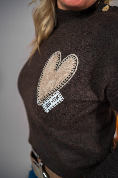 Strickpullover mit Herz-Detail, schokobraun