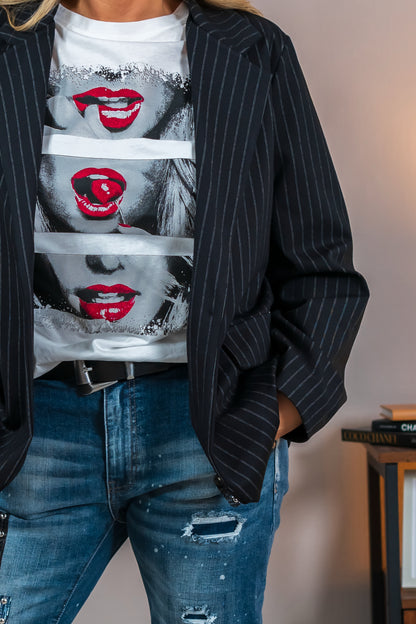 T-Shirt mit Fotoprint, weiß