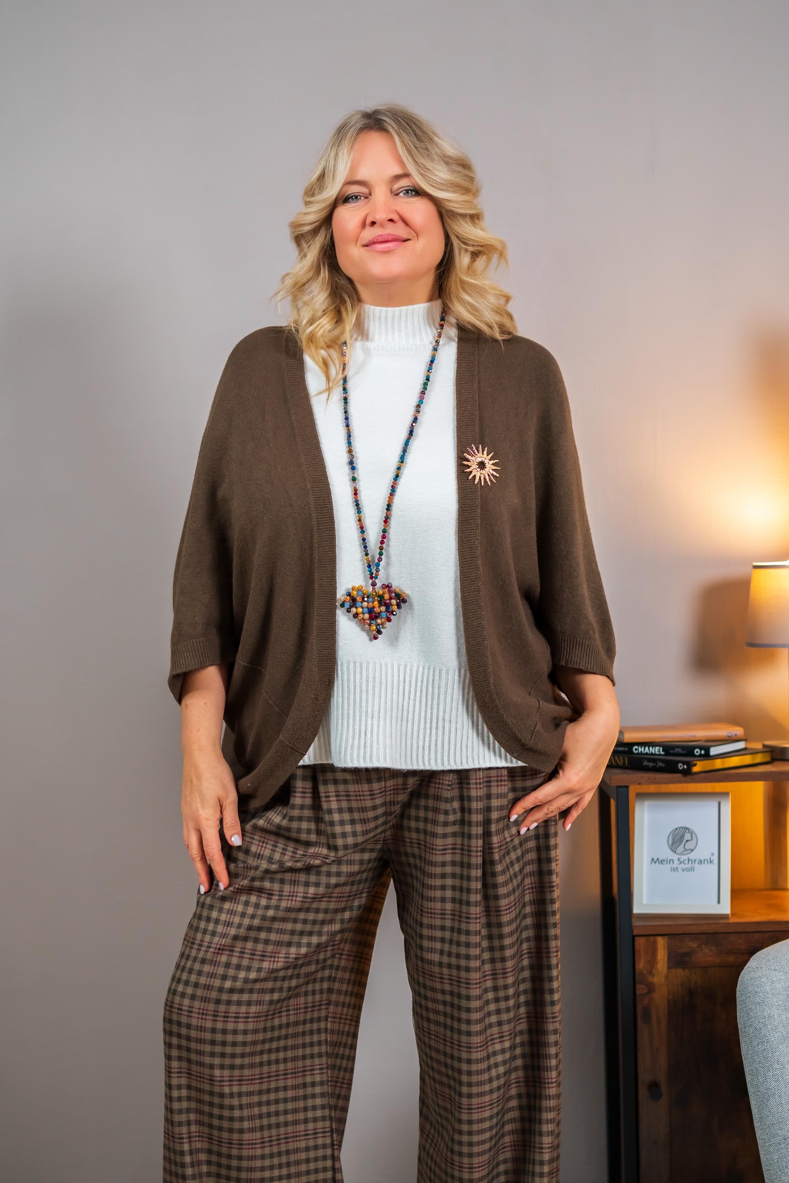 Strickjacke mit Broschendetail, khaki