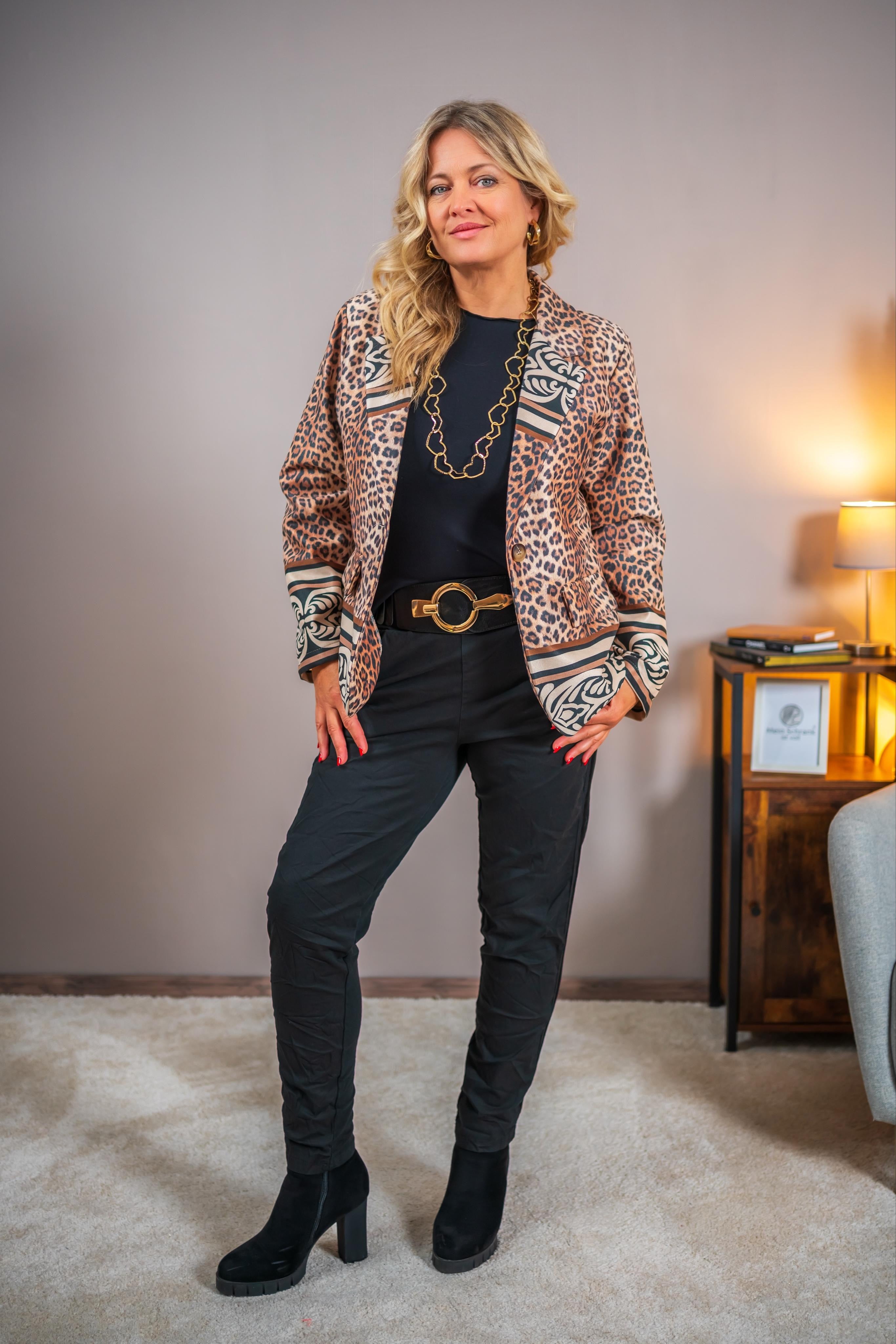 Blazer mit Leo-Print