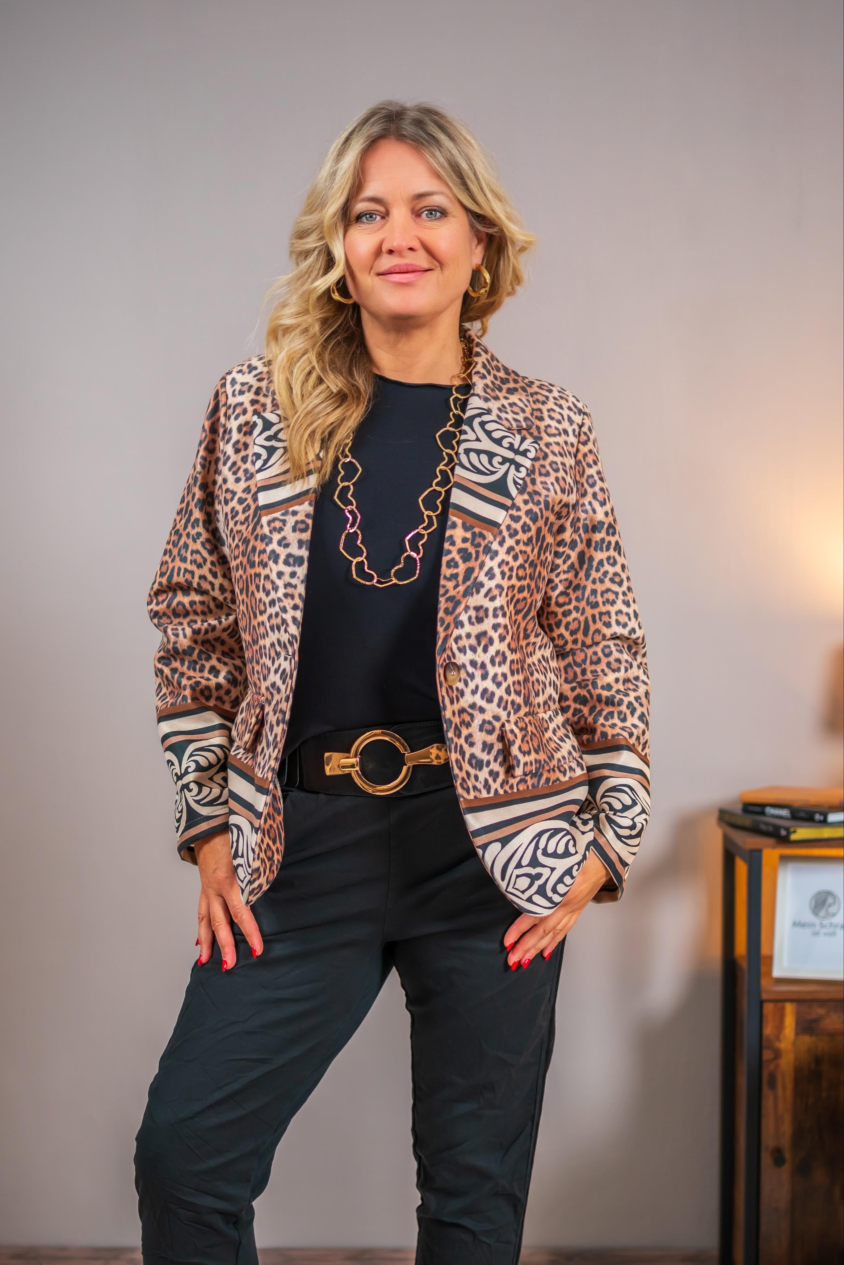 Blazer mit Leo-Print
