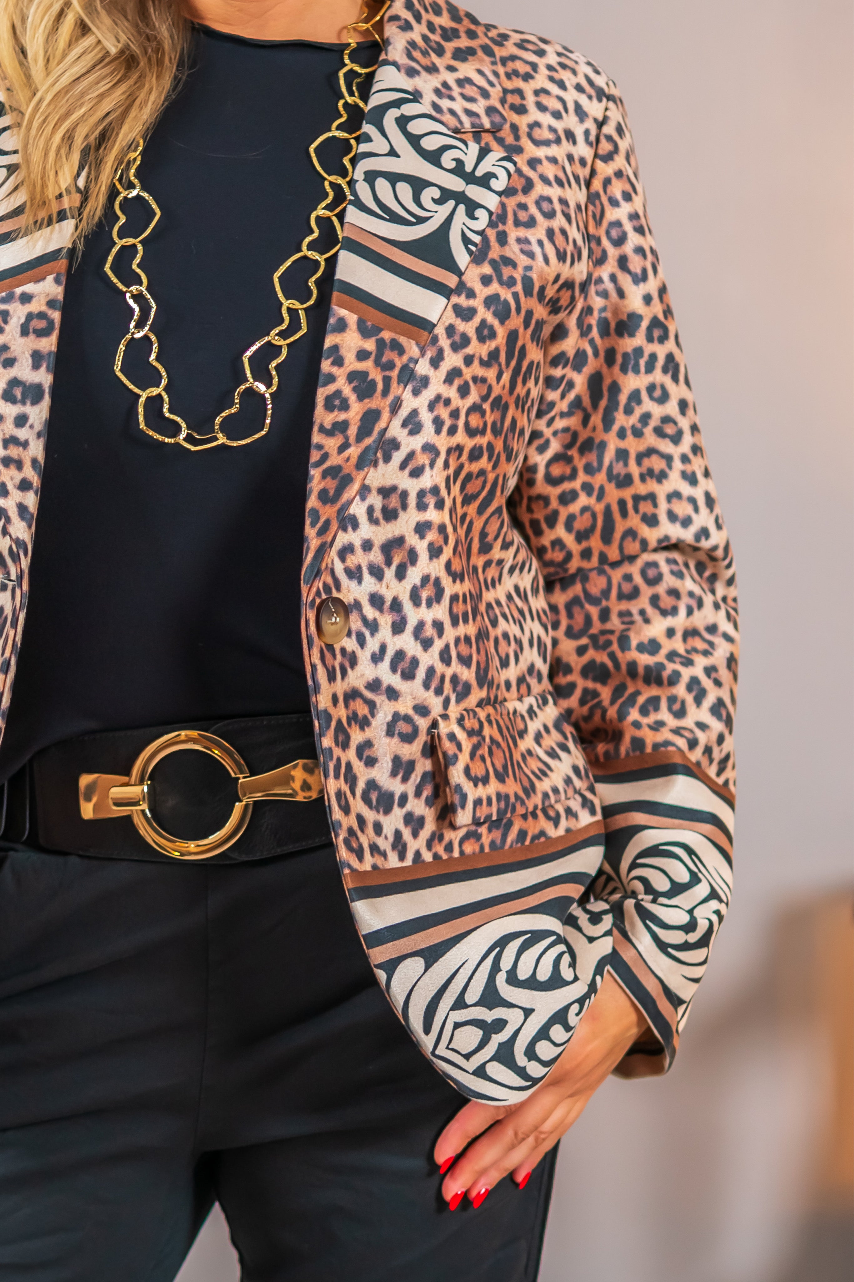 Blazer mit Leo-Print