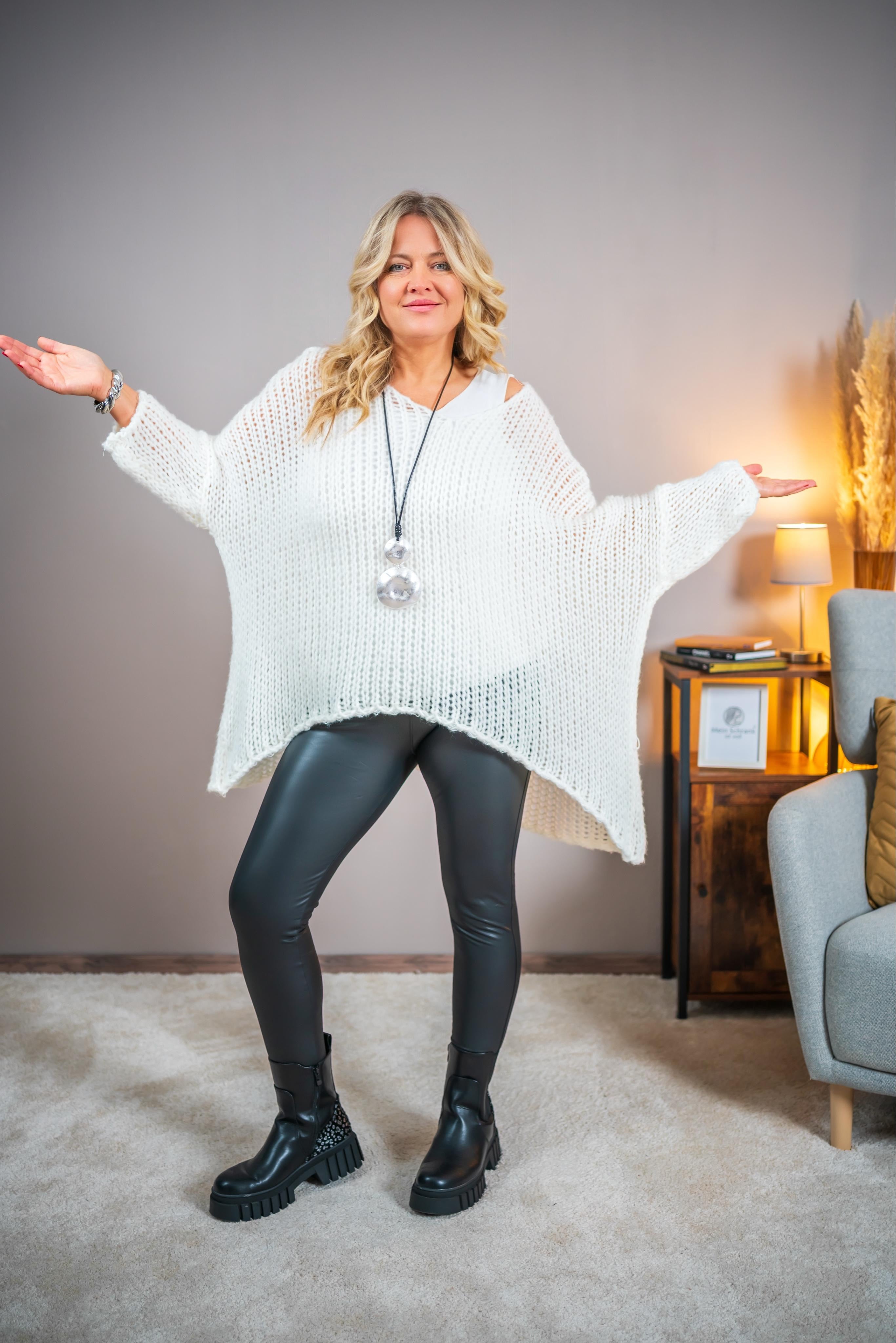 Oversize-Strickpullover, ecru