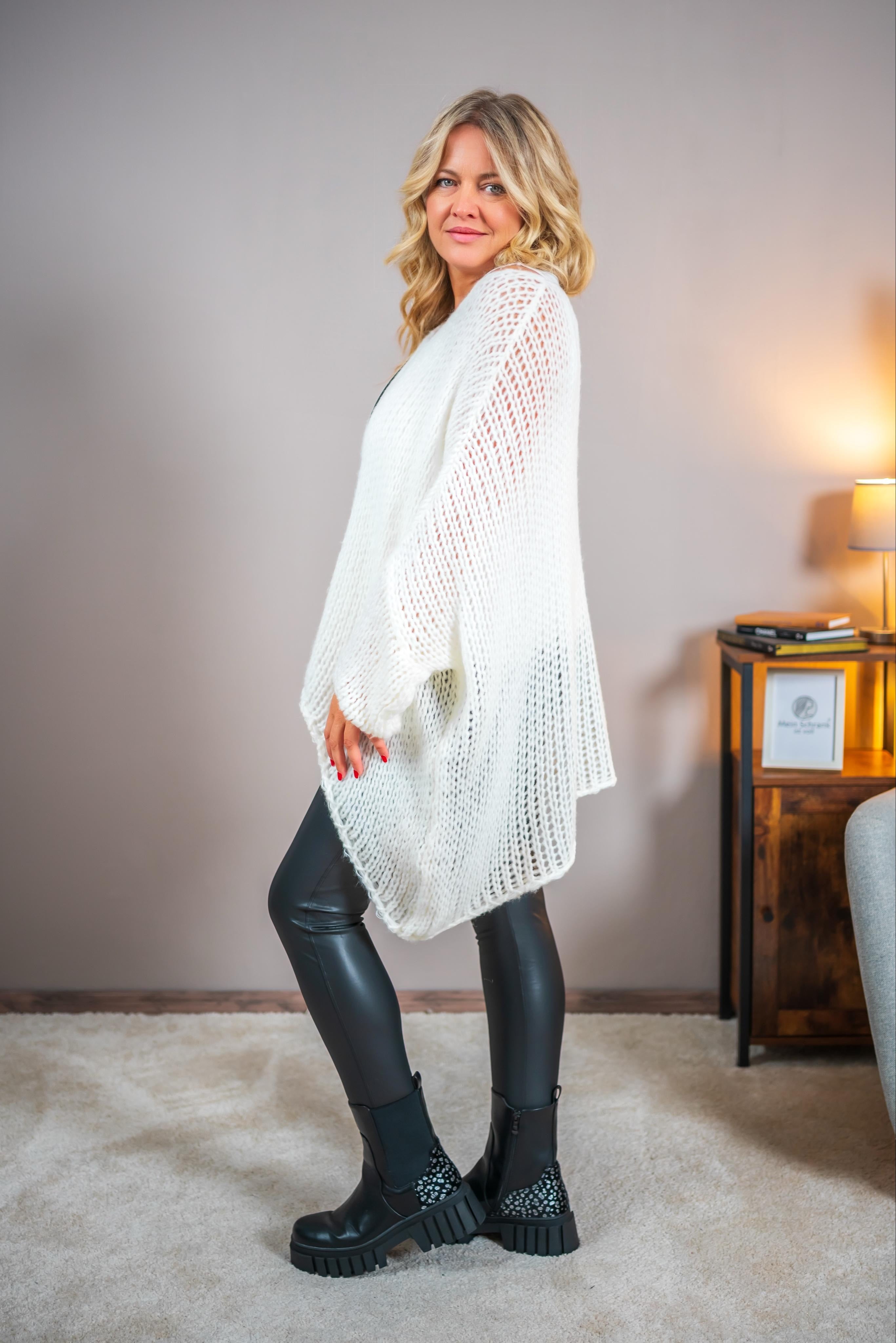 Oversize-Strickpullover, ecru
