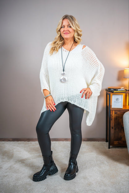 Oversize-Strickpullover, ecru
