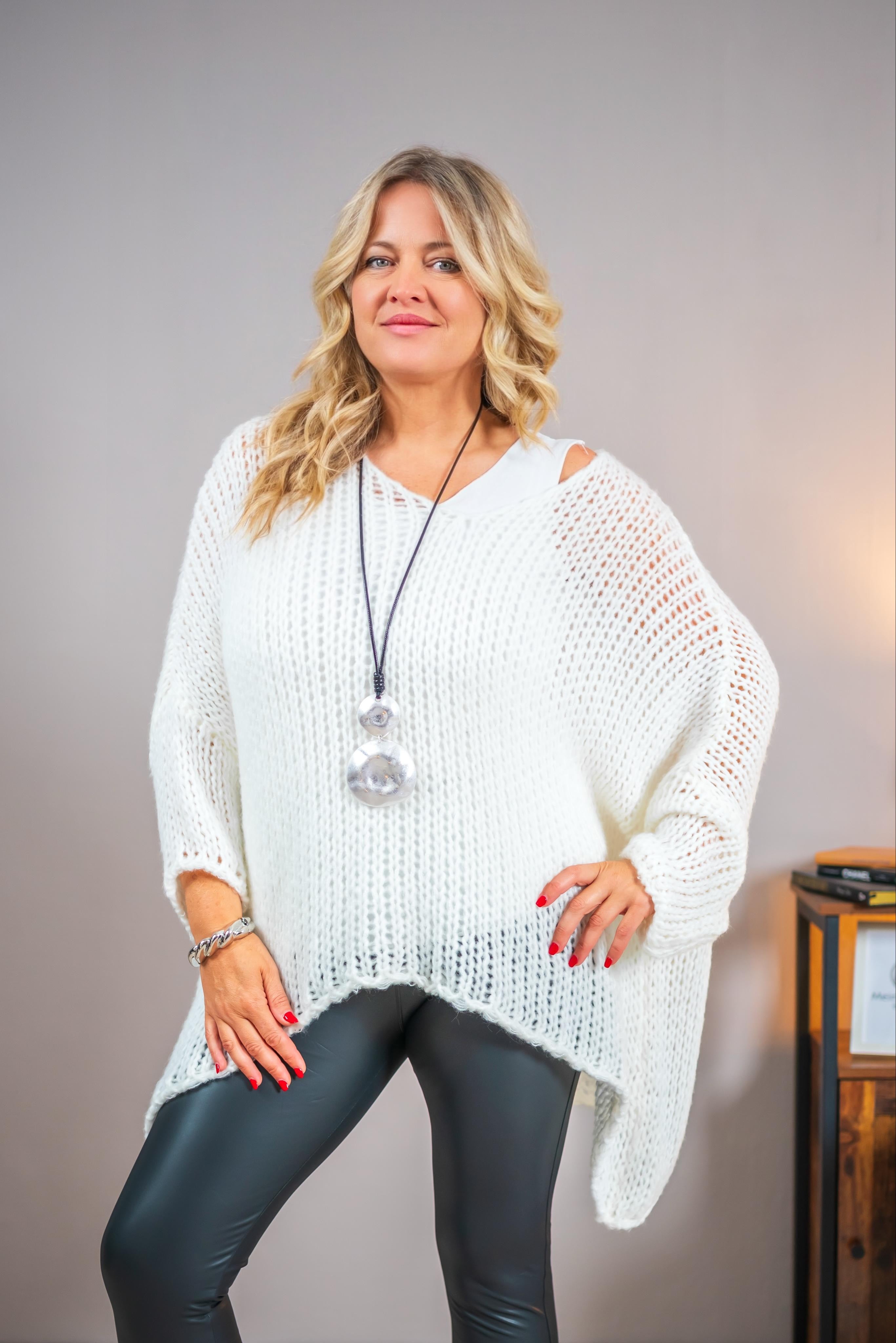 Oversize-Strickpullover, ecru