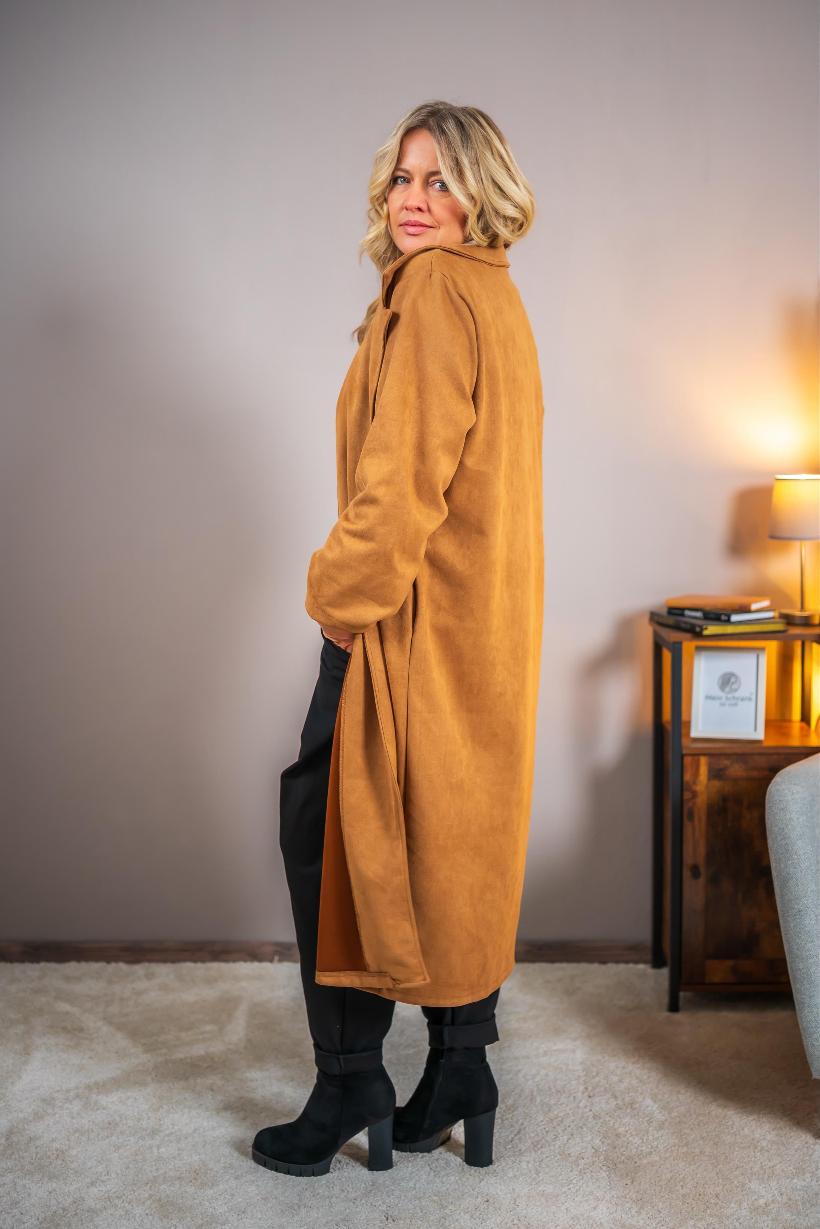 Langer, weicher Mantel, camel