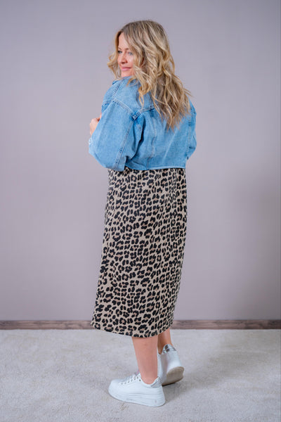 Leo-Shirtkleid mit Print, schwarz/beige