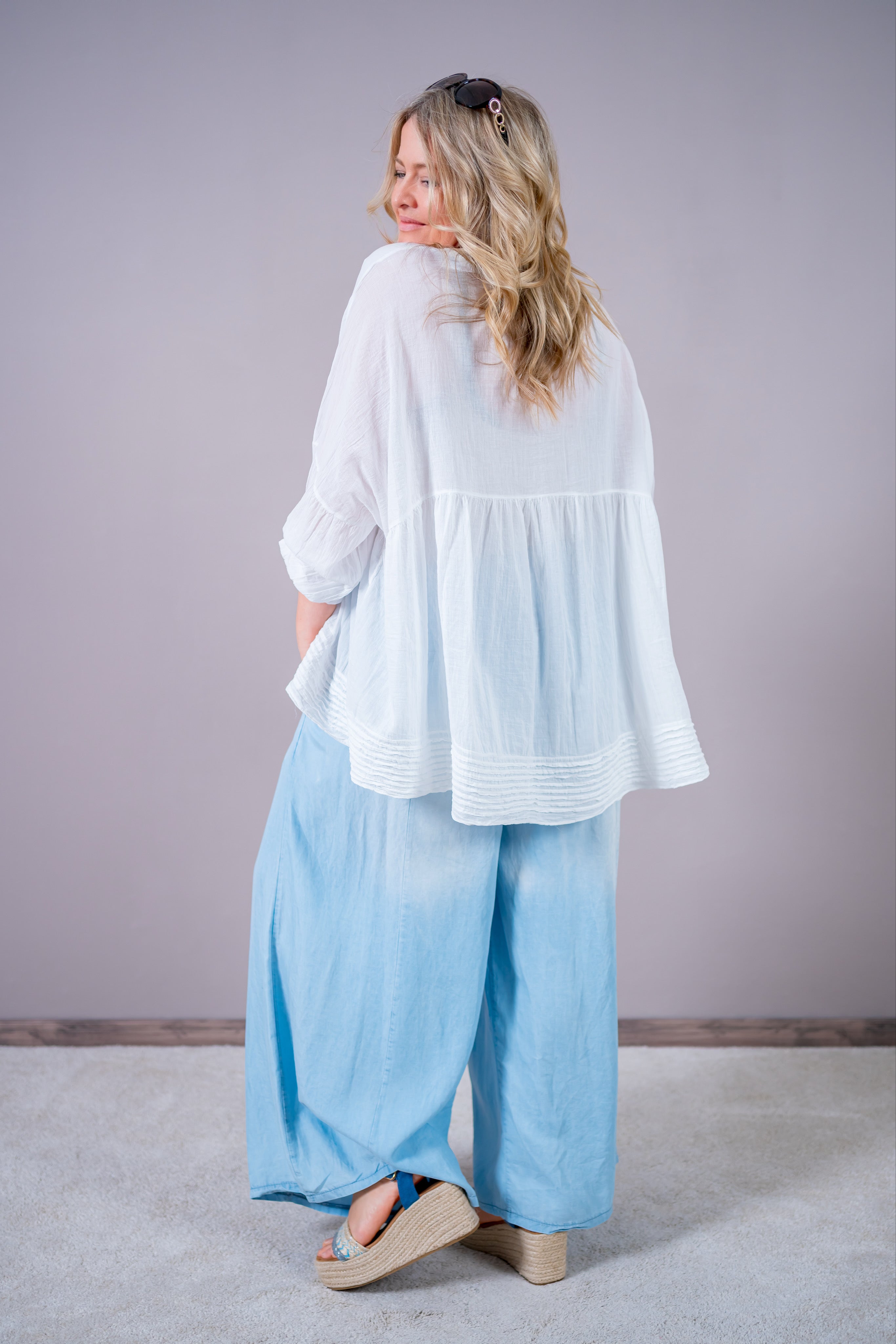 Weite Boho-Bluse, weiß