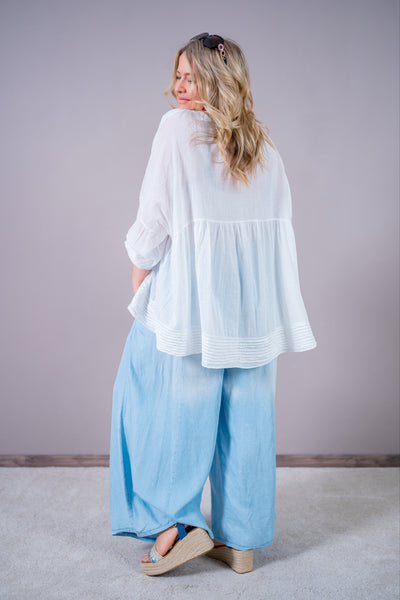 Weite Boho-Bluse, weiß