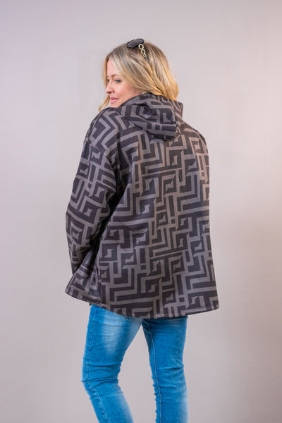 Übergangsmanteljacke mit Grafikmuster, taupe/anthrazit