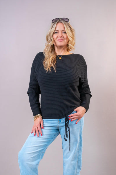 Feinstrickpullover, schwarz