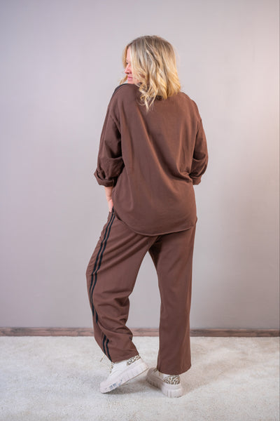 Sweathose mit Streifen, braun/schwarz