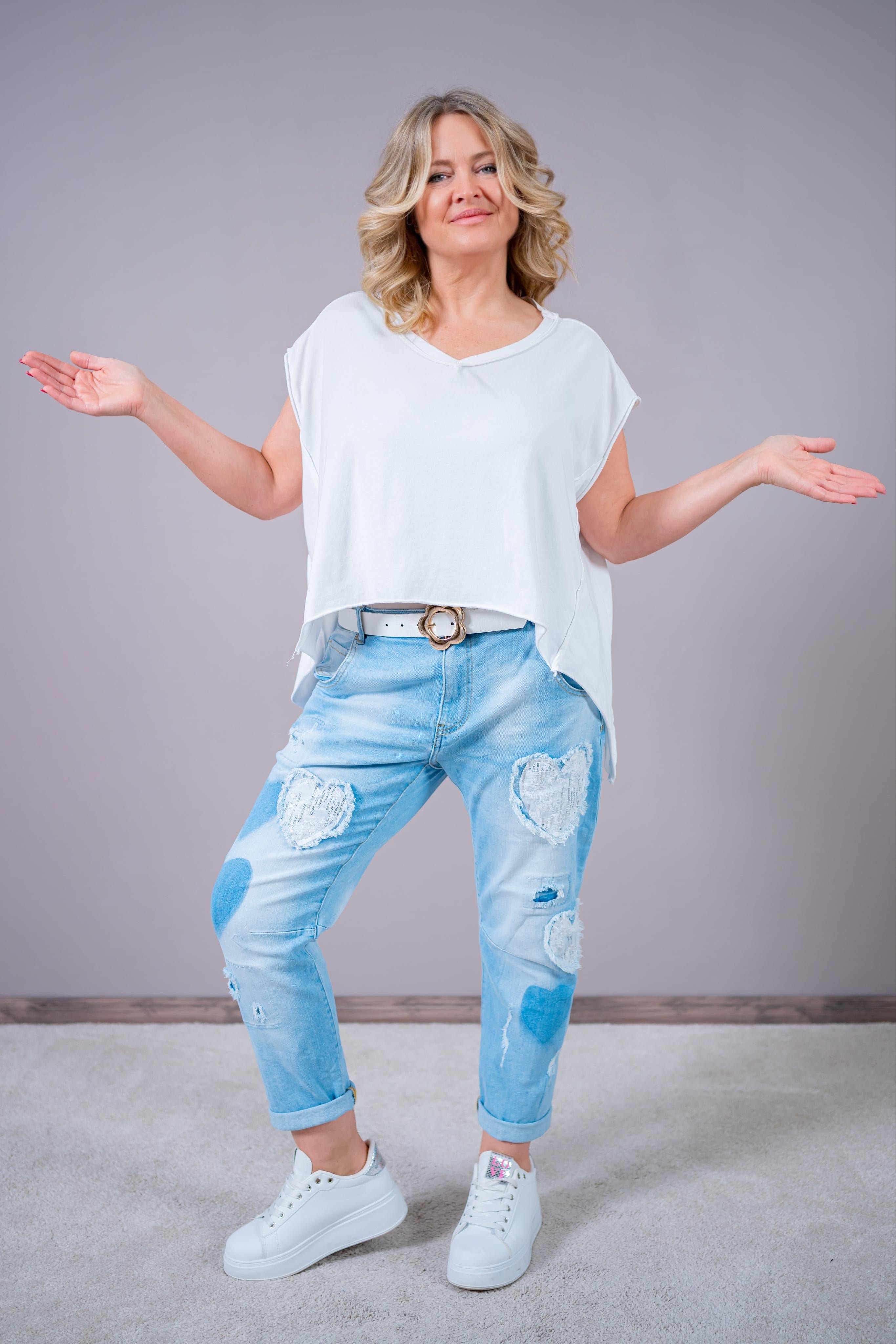Oversize Shirt mit asymmetrischem Saum, weiß