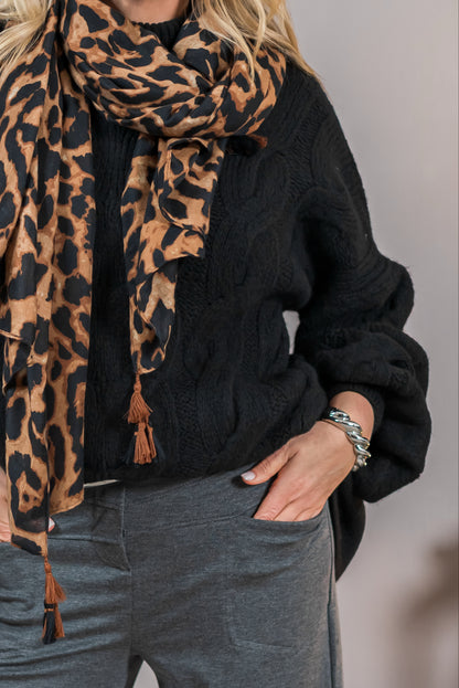 Strickpullover mit Zopfmuster, schwarz