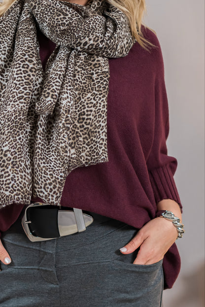 Strickpullover mit Stehkragen, bordeaux