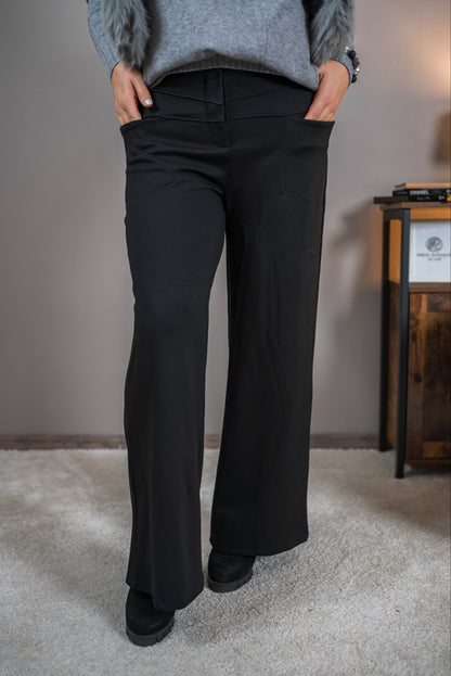 Elegante Stretchhose mit hohem Bund, schwarz