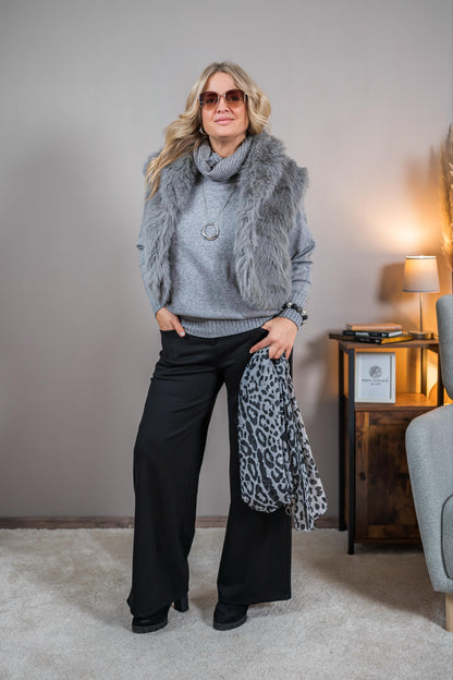 Weste in Kunstfell-Optik, grau