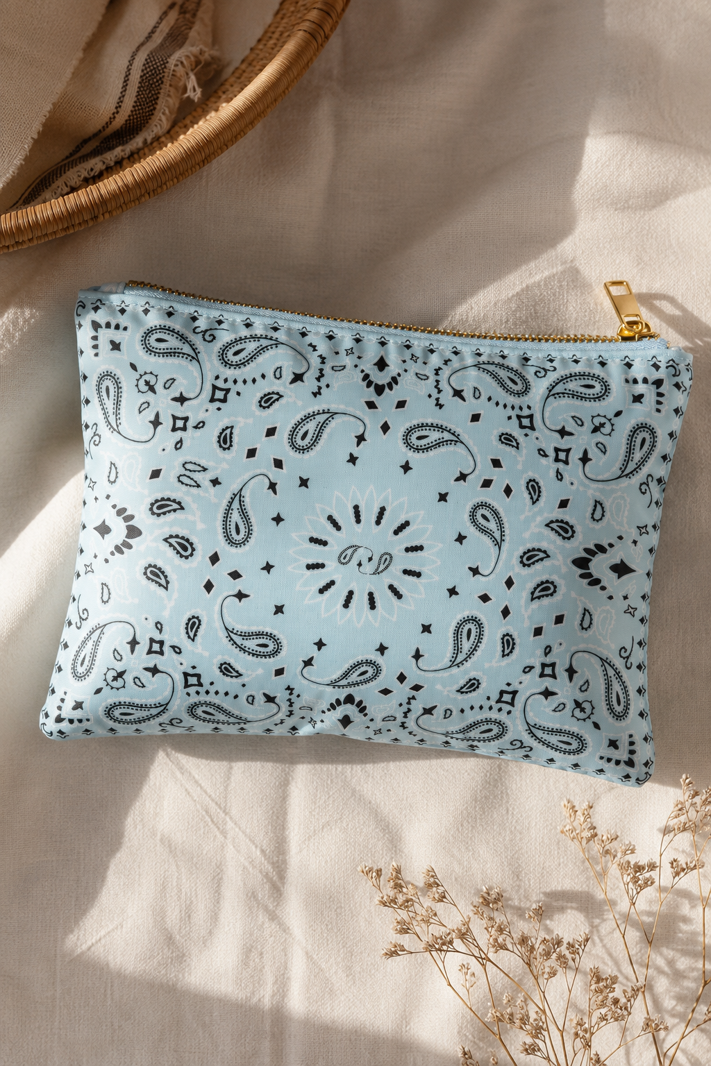 Make-up Tasche "HAPPY", hellbau/rosa