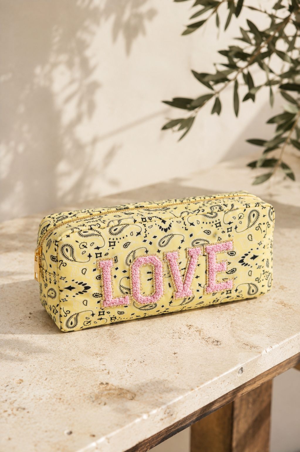 Kosmetiktasche "LOVE", gelb/rosa
