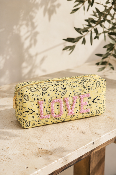 Kosmetiktasche "LOVE", gelb/rosa
