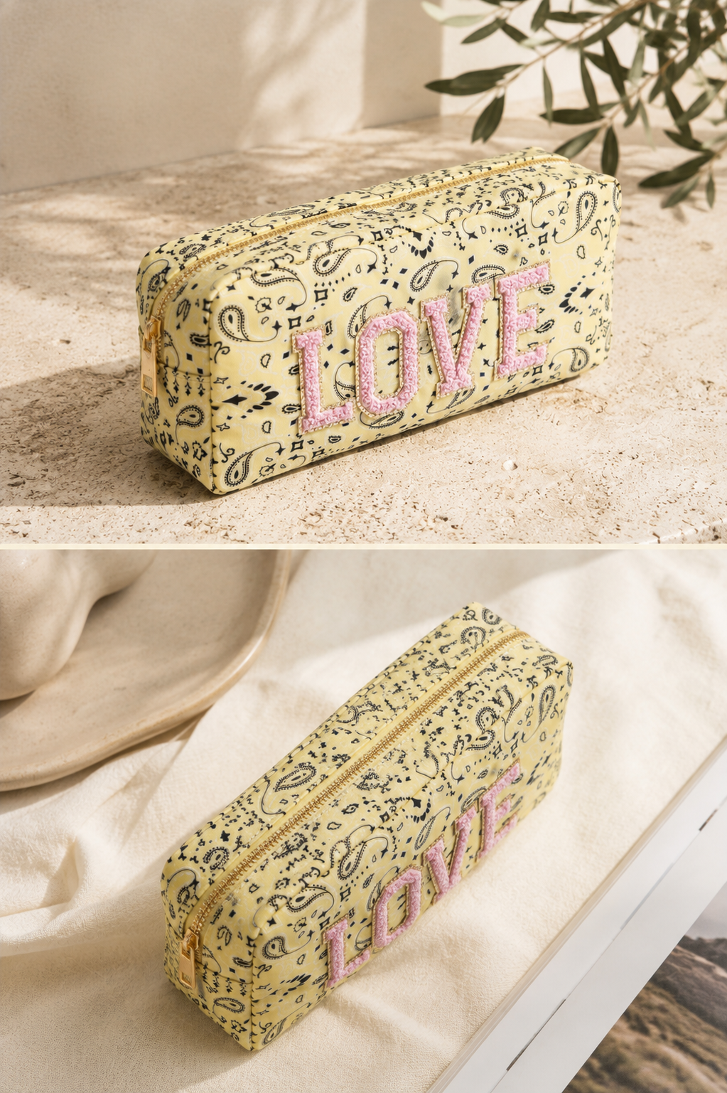 Kosmetiktasche "LOVE", gelb/rosa