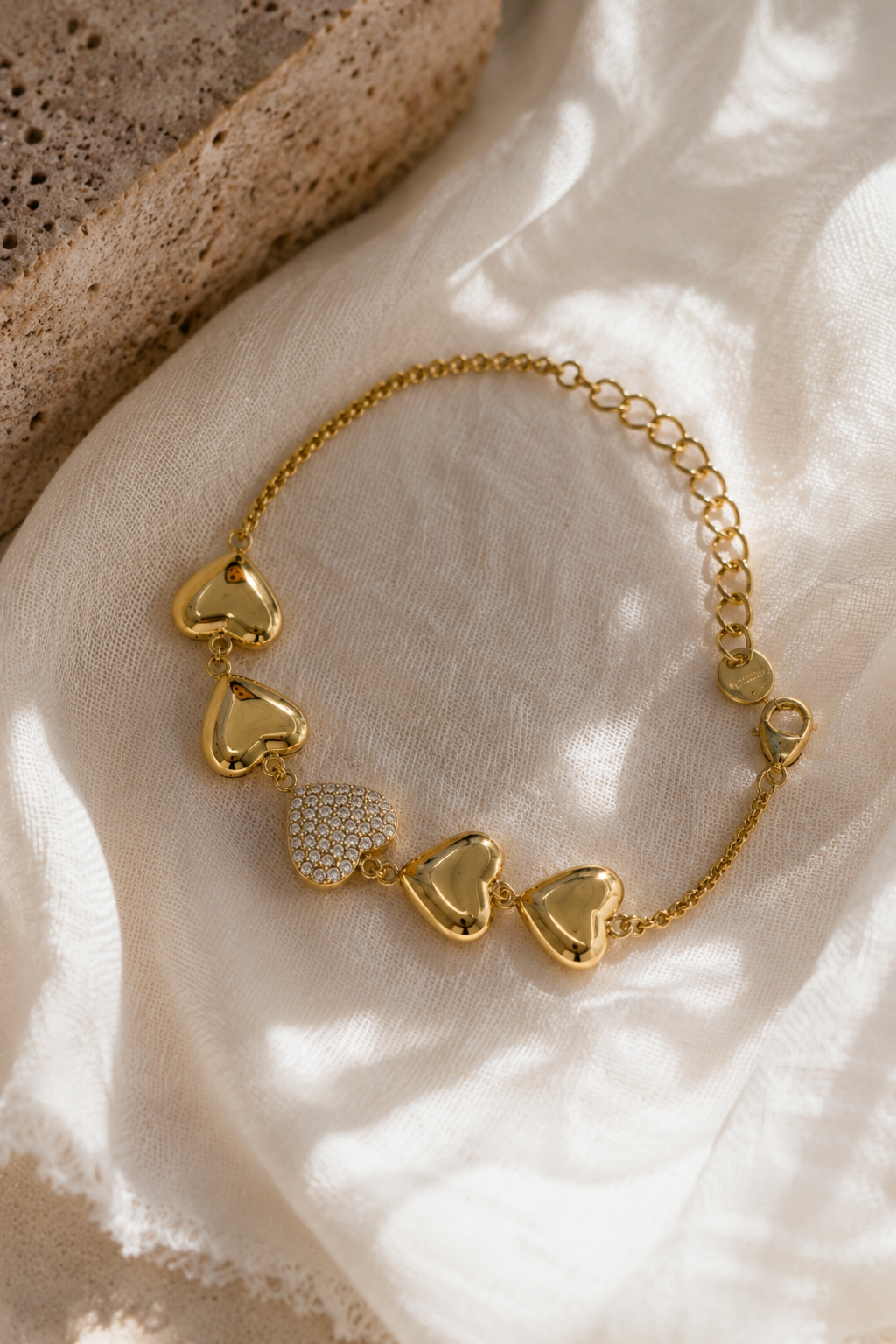 Armband "Golden Hearts" mit Zirkonia