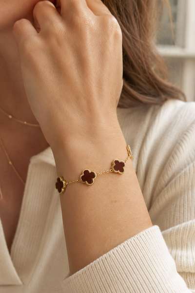 Armband "Lucky Clover", gold/braun